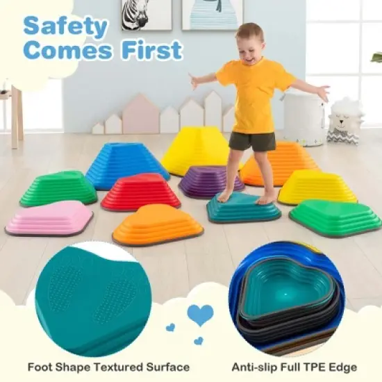 Costway 11 Pcs Stepping Stones with Full Non-Slip Edging for Children Indoor and Outdoor image {5}