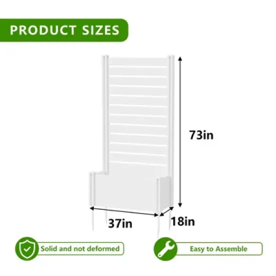 Lirago 6 ft. H x 3 ft. W White PVC Raised Garden Bed Planter Box with Privacy Screen White image {4}
