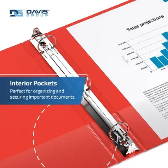 Davis Group 6pk 1.5" Premium Economy Round Ring Binder Red: Hard Cover, 275 Sheet Capacity, 2 Pockets, Polypropylene image {5}