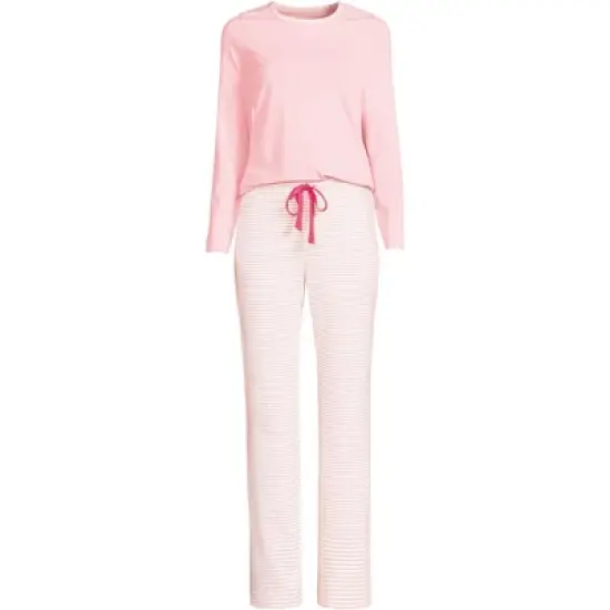 Lands' End Women's Tall Knit Pajama Set Long Sleeve T-Shirt and Pants image {8}