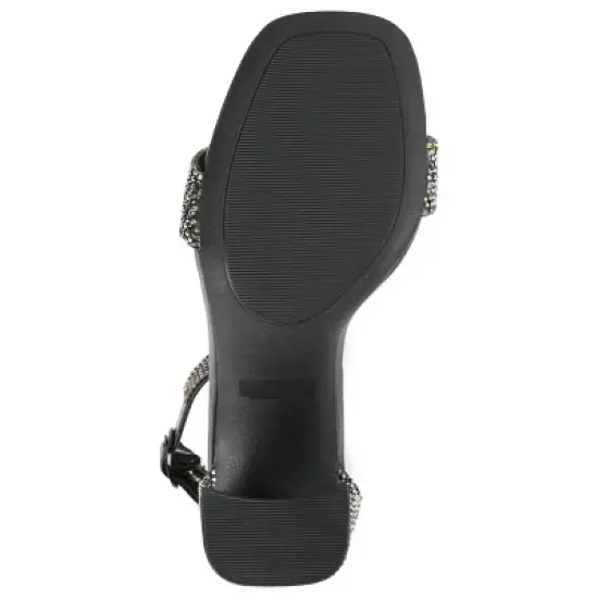 Journee Collection Womens Idda Tru Comfort Foam Rhinestone Detail Block Heel Sandals image {4}