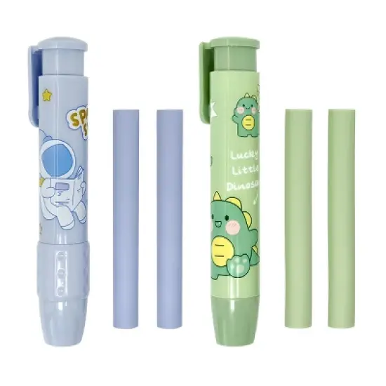 Wrapables Clickable Push Button Erasers, Retractable Erasers with Refills (Set of 2) image {14}