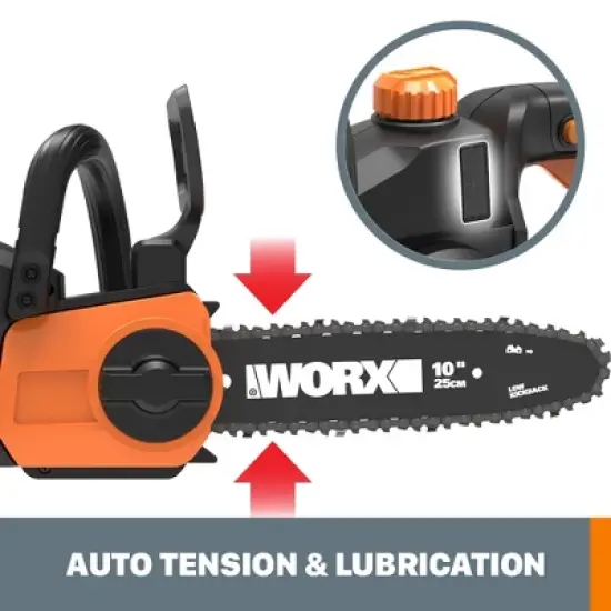Worx WG322 20V Power Share 10" Cordless Chainsaw with Auto-Tension image {3}