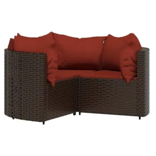 vidaXL 4 Piece Patio Lounge Set with Cushions Brown Poly Rattan image {2}