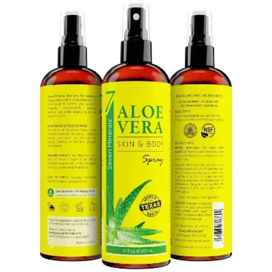 Seven Minerals, Organic Aloe Vera Spray for Body & Hair - From Freshly Cut Aloe Plant, Extra Strong, Easy to Apply, - Made in USA (Big 12 fl oz) image {4}