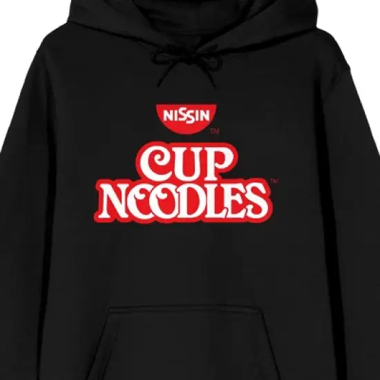 Nissin Cup Noodles Logo Long Sleeve Black Adult Hooded Sweatshirt image {1}