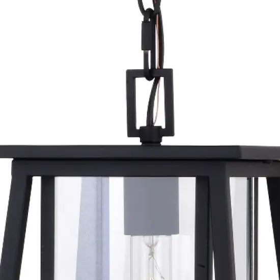 VAXCEL Blackwell Cage Frame 1 Light Black Outdoor Pendant Lantern Clear Glass image {10}