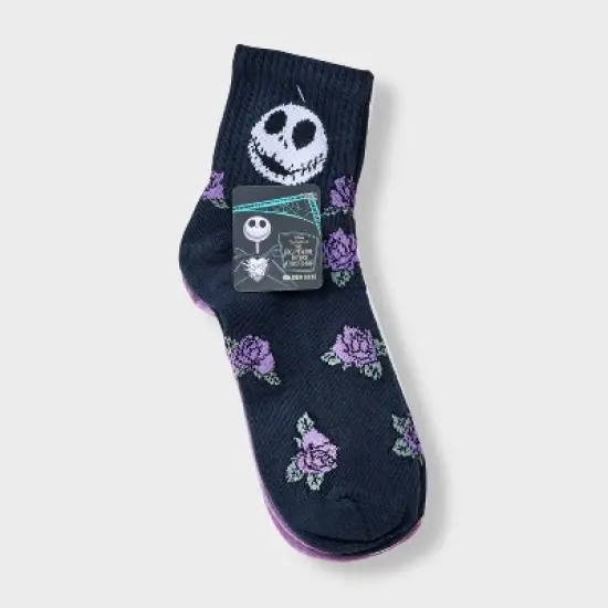 Women's Nightmare Before Christmas 3pk Mid Crew Socks - Black/White/Purple 4-10 image {1}