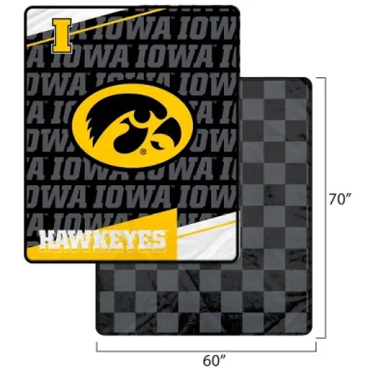 NCAA Iowa Hawkeyes Diagonal Ghost Checker Double Sided Blanket image {2}