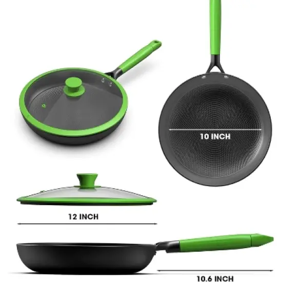 imarku Non Stick Frying Pan, Frying Pan Set with Lids, Nonstick Cast Iron Skillets, Frying Pans Nonstick with Lid Cast Iron Pan with Stay Cool Handle image {5}
