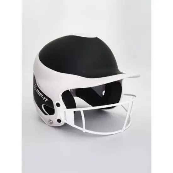 RIP-IT Vision Pro Matte Two Tone Softball Batting Helmet - Black/White S/M image {1}