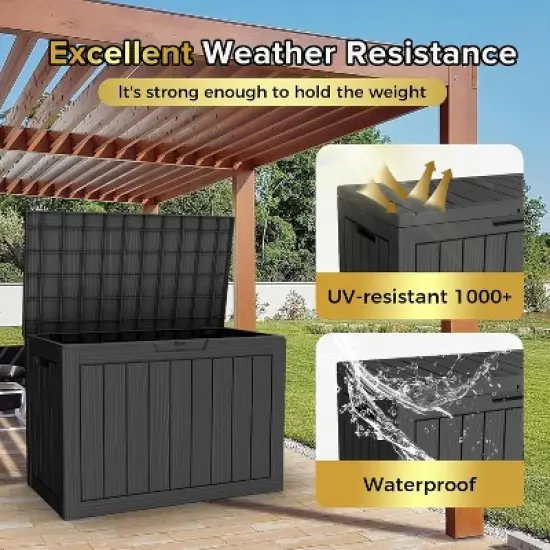 BI&SEA 45 Gallon lockable storage box, waterproof and UV resistant for outdoor mat storage, garden tools and swimming pool accessories storage image {6}