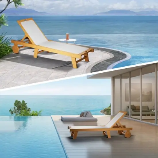 Whizmax Fir Lying Bed ,Portable Leisure Chair with Adjustable Wheels, Sunscreen and Breathable Textilene Fabric image {5}