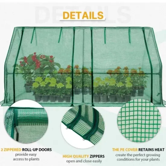 EAGLE PEAK Tunnel Greenhouse,Zipper Doors,Green PE Cover image {4}