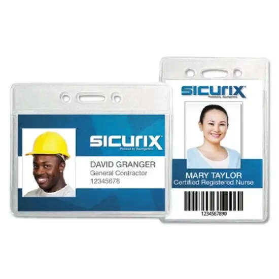 SICURIX SICURIX Badge Holder, Horizontal, 2.13 x 3.38, Clear, 12/Pack image {6}