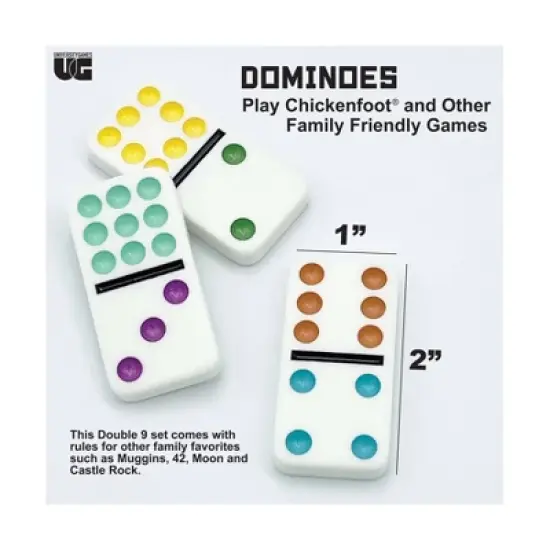 University Games Double 9 Chickenfoot Dominoes Board Game: Educational Party Game for 1-8 Players, Includes Storage Tin image {10}