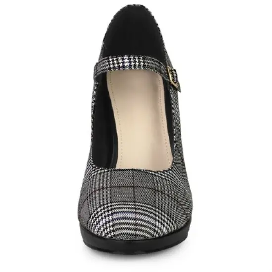 Allegra K Women's Houndstooth Platform Stiletto Heels Pumps image {1}