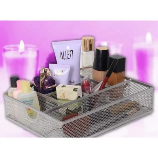 YBM Home 6 Compartment Mesh Cosmetic Organizer image {1}