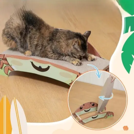 SEVOBAL Crab-Shape Cat Scratcher Corrugated Cardboard Pad Cat Scratch Bed Lounge for Indoor Cats Durable 2-Side Curved Cat Scratching Pad Cute Design image {3}