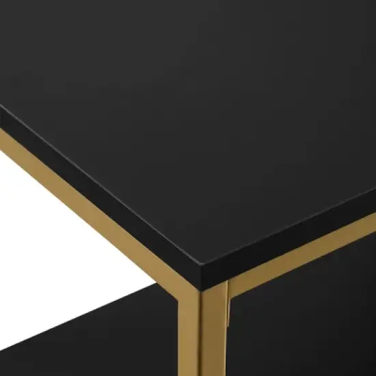 30" Modern Life Double 3 Shelves Bookcase Credenza Black - OSP Home Furnishings image {3}