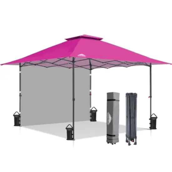 EAGLE PEAK 13'x13' Pop up Canopy Tent w/ One Wall,Portable Sun Shelter for Camping image {14}
