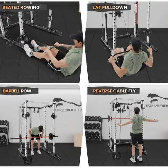 2000 LBS Power Cage,Multi-Function Power Rack with Cable Cross-Over System,Squat Rack with LAT Pull Down System for Home Gym image {2}