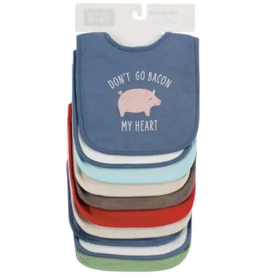 Hudson Baby Infant Boy Cotton Bibs, Bacon My Heart, One Size image {1}
