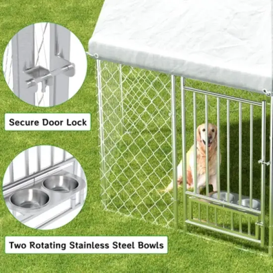 EROMMY 6' x 9' Large Outdoor Dog Kennel Hexagonal Design with Roof image {2}