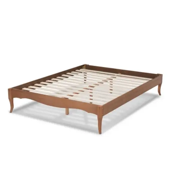 Marieke Wood Bed Frame Ash Walnut - Baxton Studio image {2}
