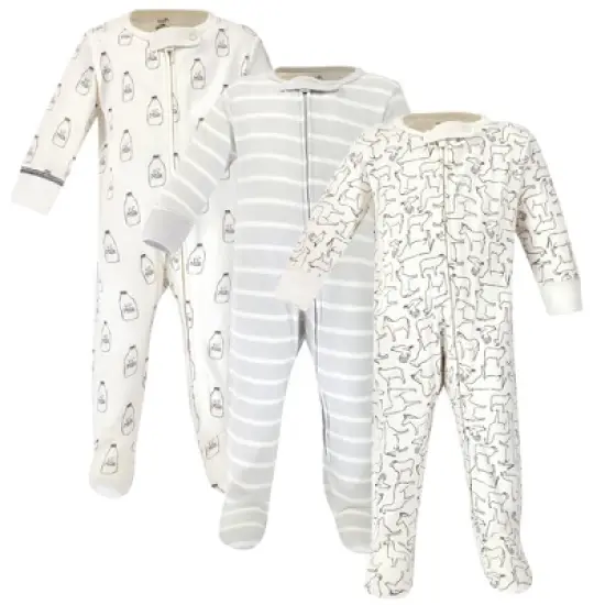 Touched by Nature Baby Organic Cotton Zipper Sleep and Play 3pk, Farm Friends image {1}