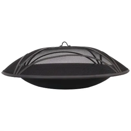 Sunnydaze Outdoor Replacement Steel Fire Pit Bowl with Spark Screen - Black image {3}