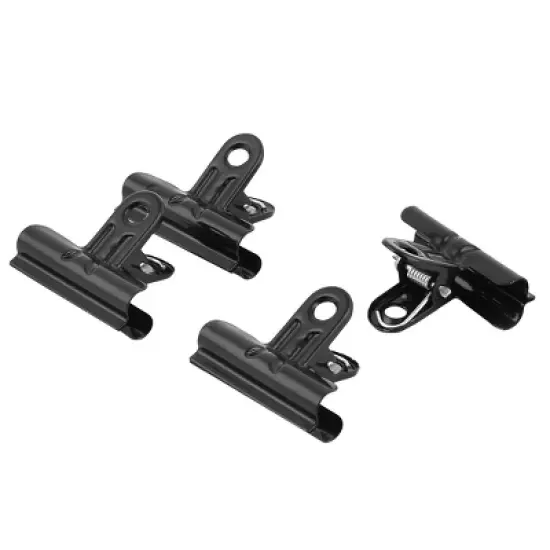 Unique Bargains Office Stationery Metal Documents Papers Clamps Binder Bulldog Clip Black 4pcs image {3}