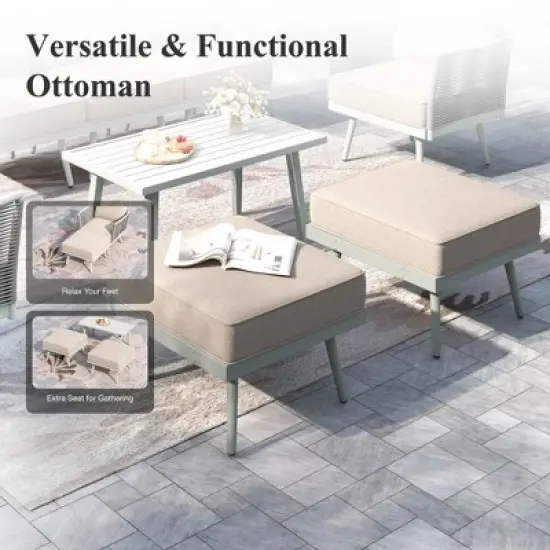 Captiva Designs Outdoor Patio Rope Rattan Furniture Conversation Sets with Coffee Table image {5}