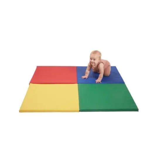 ECR4Kids SoftZone Quad Fold-N-Go Activity Mat, Colorful Toddler Tummy Time Foam Mat image {2}