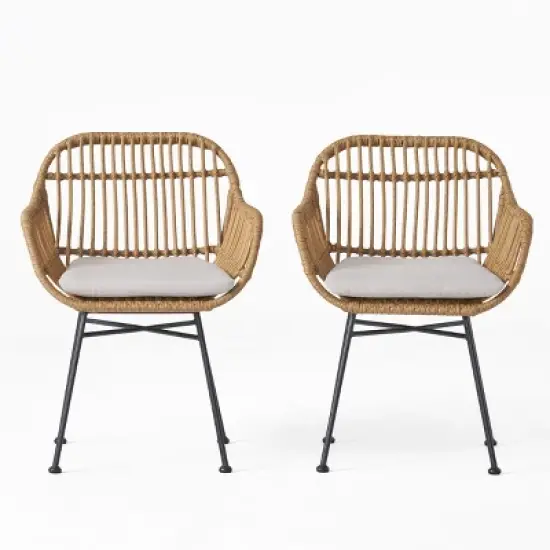 Christopher Knight Home Orlando Wicker Woven Steel Frame Club Chairs image {7}