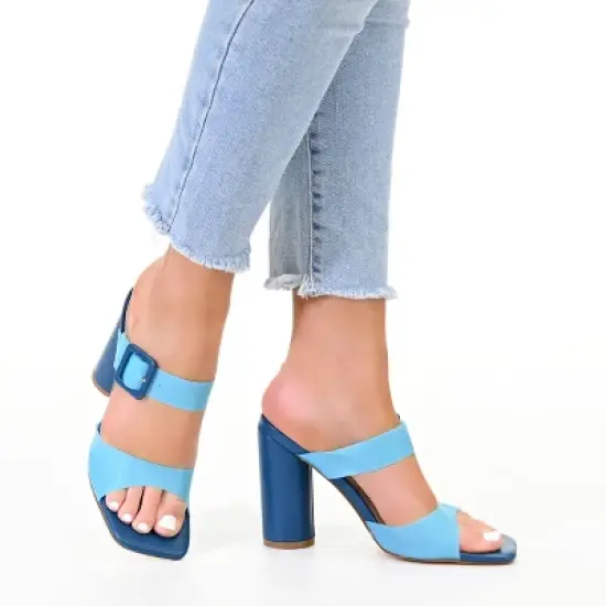 Journee Collection Womens Luca Tru Comfort Foam Open Square Toe Block Heel Sandals image {8}