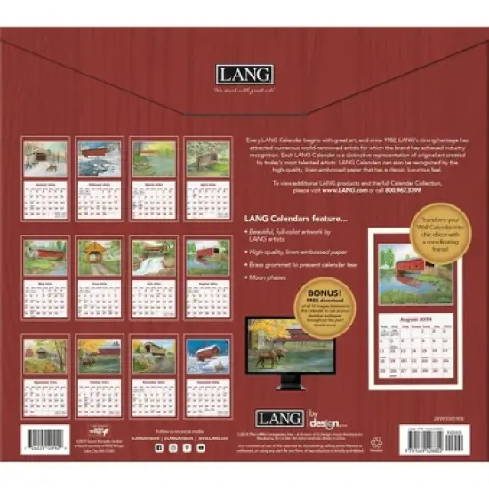Lang 2024 Wall Calendar 24"x12" Covered Bridge image {2}
