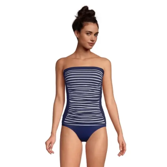 Lands' End Women's Strapless Bandeau Tankini Top Swimsuit with Removable and Adjustable Straps image {2}