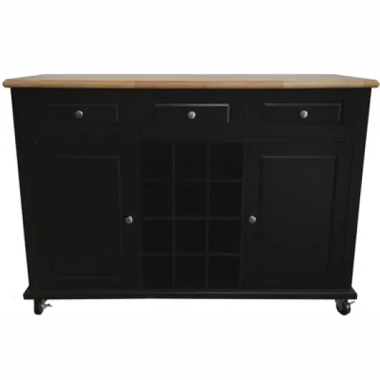 Kings Brand Furniture Wine Rack Sideboard Buffet Server Console Table With Storage, Black image {7}