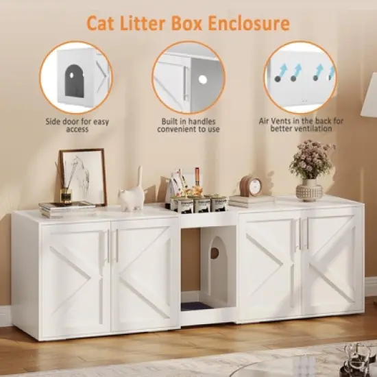 Cat Litter Box Enclosure,Hidden Litter Box Furniture for 2 Cats image {4}