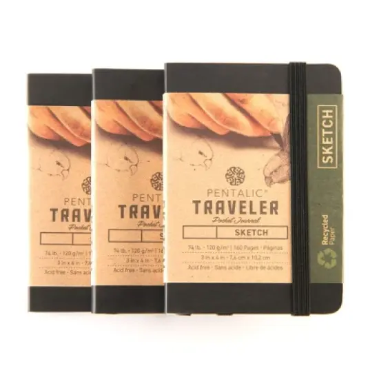 Pentalic 4 x 3" Travel Sketch Journal 3pc Bundle image {11}