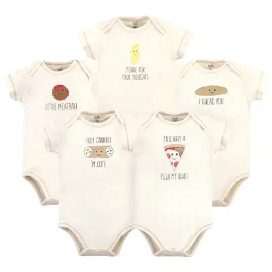Touched by Nature Organic Cotton Bodysuits 5pk, Pizza image {6}