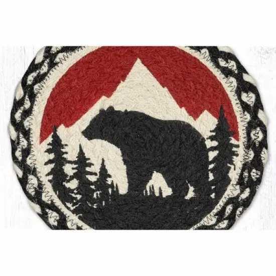Earth Rugs Bear Mountain Round Trivet &ndash; 10" Rustic Wildlife Jute Hot Pad for Lodge & Cabin Decor image {1}