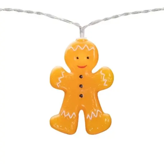 Northlight 10-Count LED Orange Gingerbread Men Christmas Fairy Lights, 4ft, Copper Wire image {5}