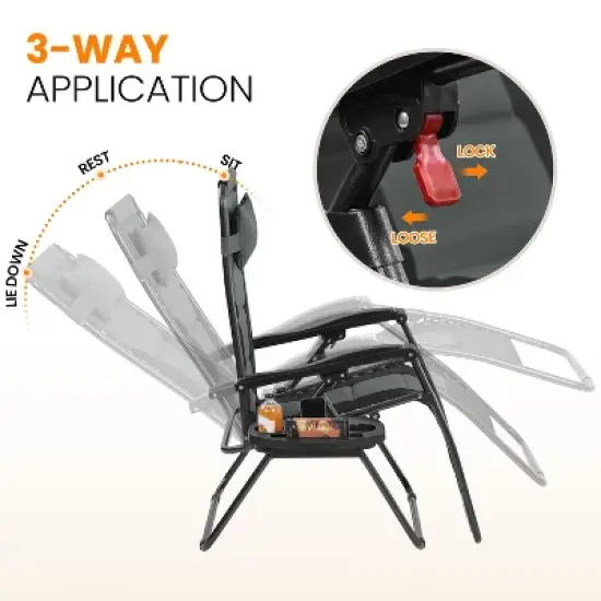 Yaheetech 29in Padded Outdoor Zero Gravity Chair image {5}