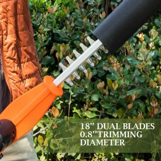 Ukoke 40V Cordless Pole Hedge Trimmer, 18" Dual-Action Blades, 3-Position Pivot Head, 0.8" Cutting Capacity, Battery & Charger Included image {2}