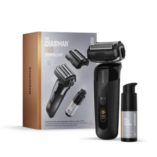 Manscaped The Chairman Pro Essentials Kit, Electric Foil Face Shaver and SkinSafe Stubble Trimmer with Soothing Aftershave Serum image {10}