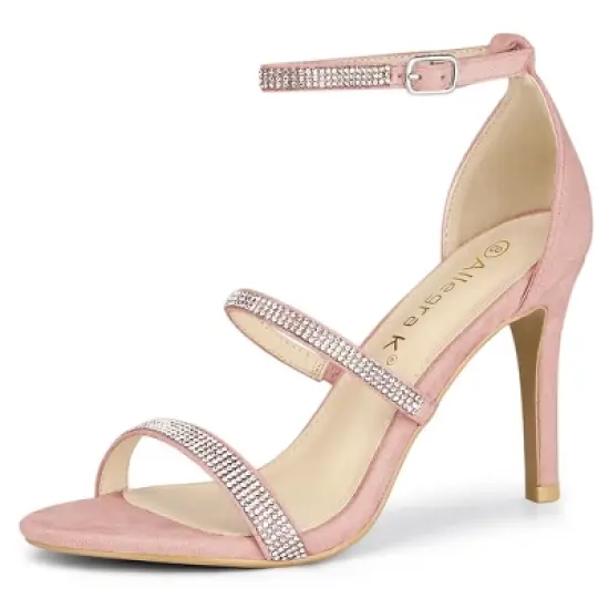 Allegra K Women's Strappy Rhinestone Heel Sandals image {9}