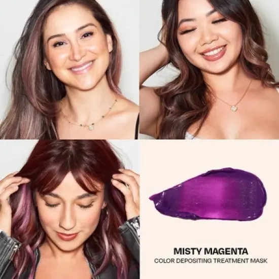 Overtone Misty Magenta Hair Mask- Semi-Permanent Hair Dye & Color Conditioner- Vegan, Ammonia-Free, Cotton Candy Pink for Brown & Blonde Hair image {4}