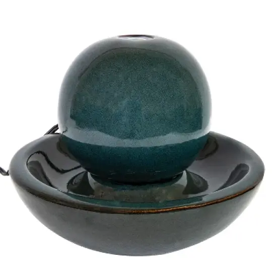 Sunnydaze Indoor Home Decorative Smooth Glazed Ceramic Orb Tabletop Water Fountain Feature - 7" image {14}